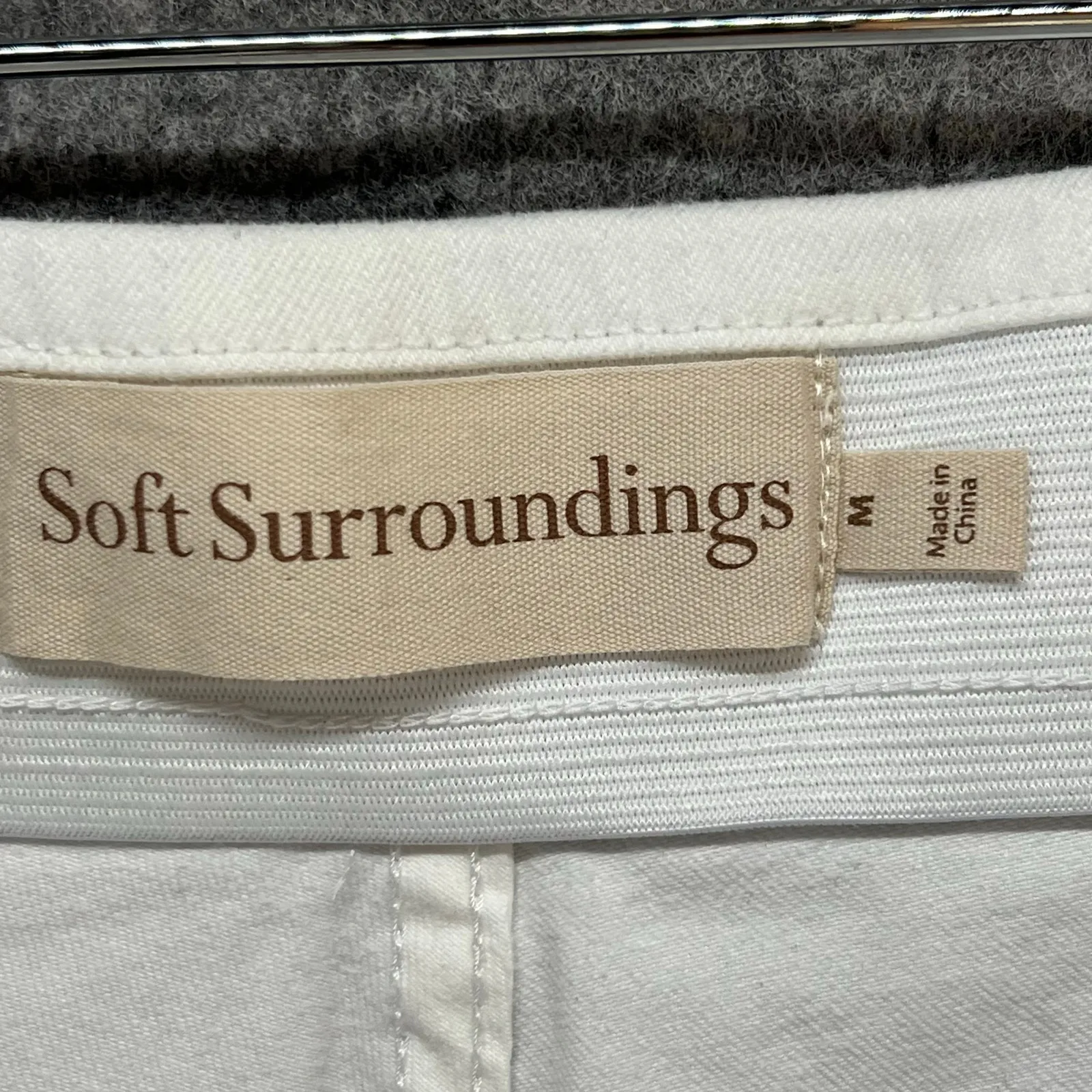 Soft Surroundings Crop Jeans Women M White Denim Stretch High Rise Pull On Pant - Image 8