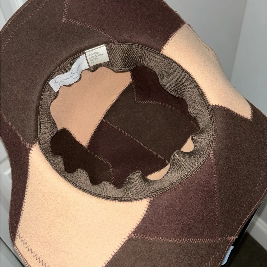 Jessica Simpson Patchwork Hat - Brown and Cream - Image 7