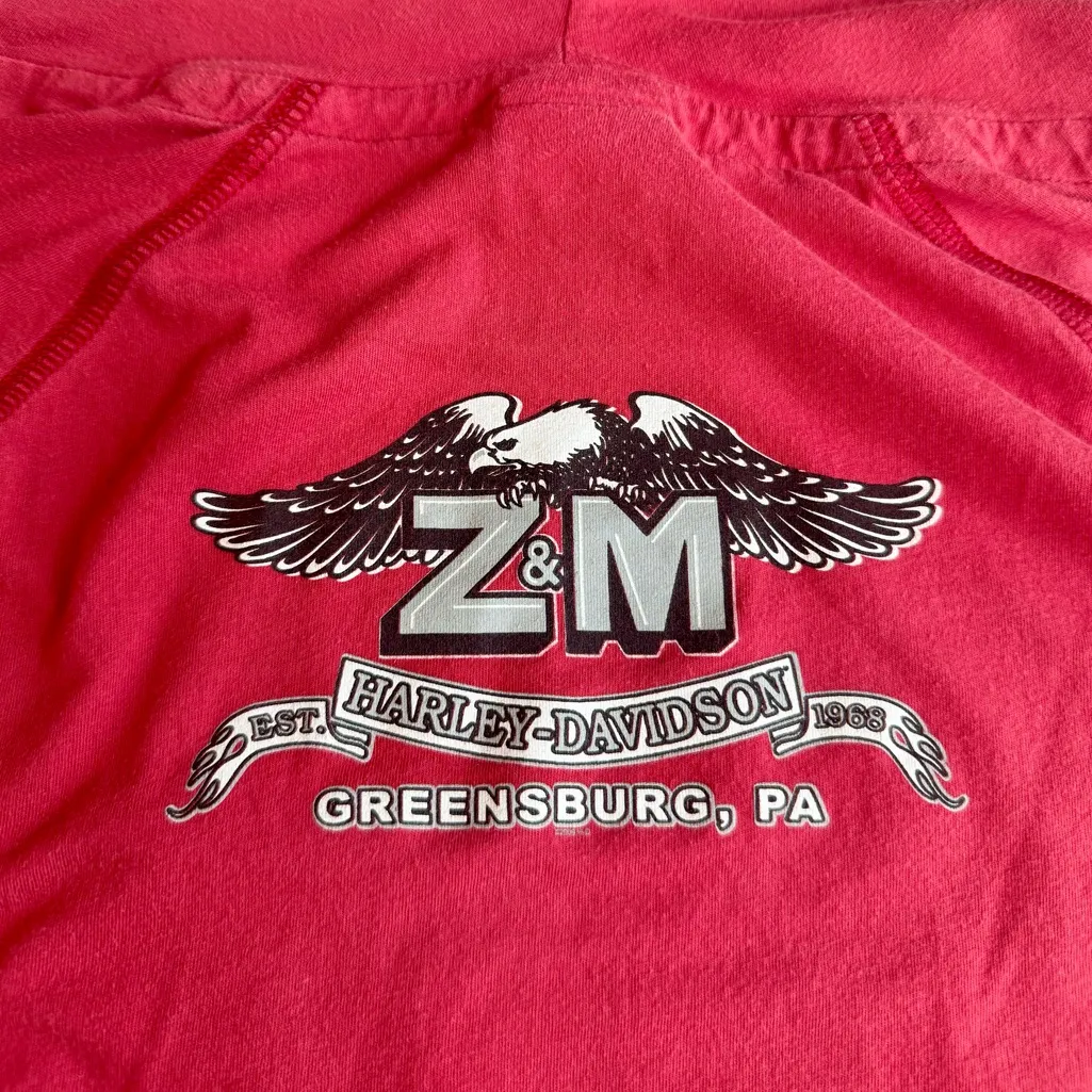 Women’s Harley-Davidson Legendary Graphic Cowl Neck Long Sleeve Shirt Red Size M - Image 13