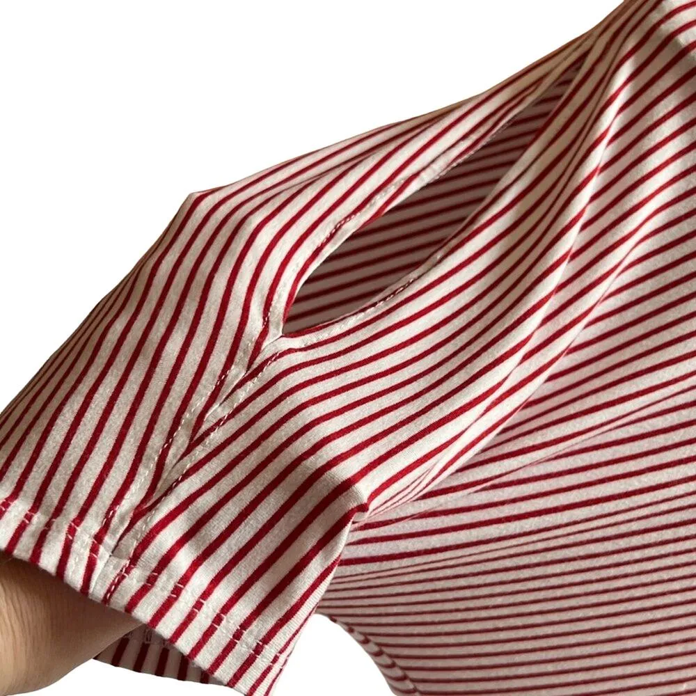 Dressbarn Split Sleeve Red & White Top Size XL - Image 4