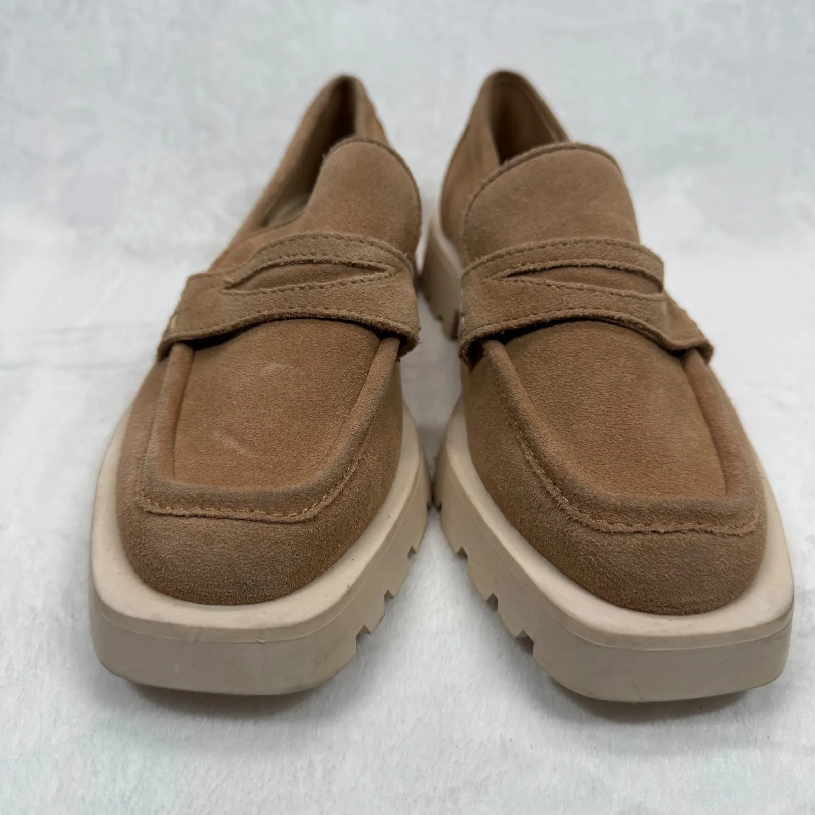 Dolce Vita Suede‎ Loafers Lug Sole Square Toe Slip On Shoes Comfort Casual Brown Size 8.5 - Image 2