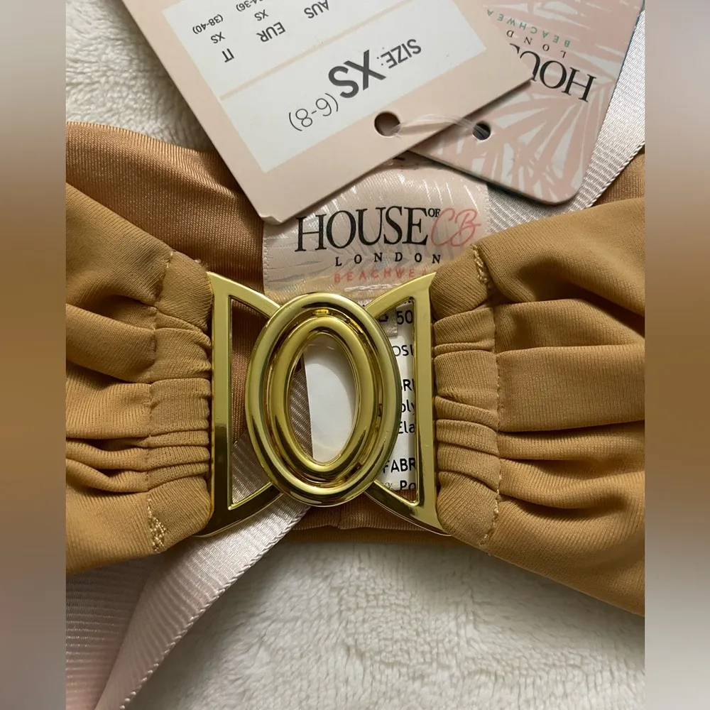 NWT House of CB London Bikini Swimsuit Bandeau Top Miyato Pale Gold XS - Image 10