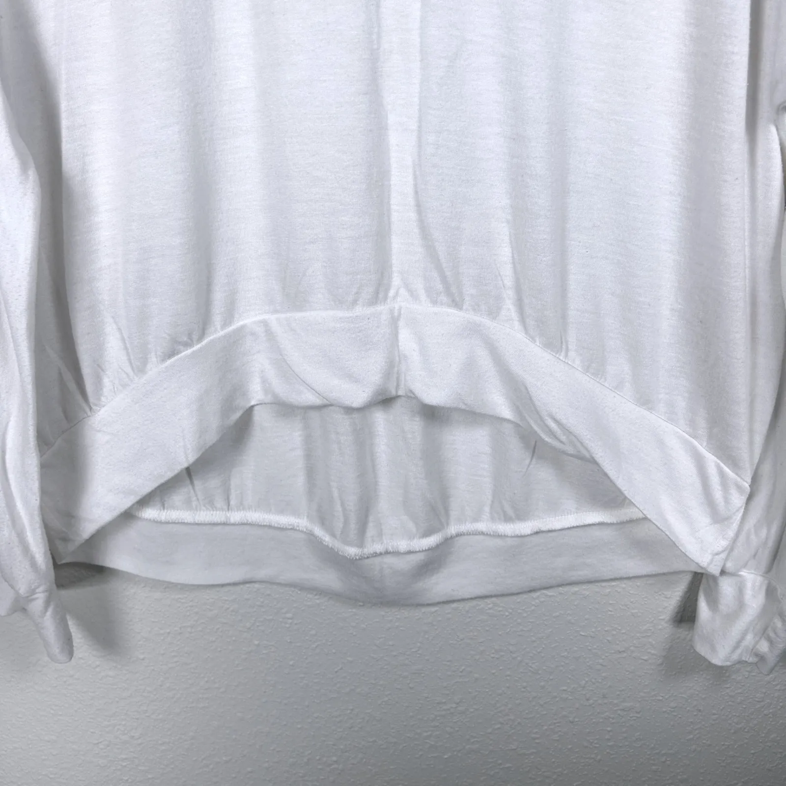 Michael Stars White Long Sleeve Top Hi Lo Hem Relaxed "One Size Fits Most" - Image 5