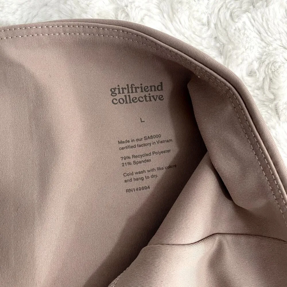 Girlfriend Collective Quartz Taupe Compressive Pocket Athletic Run Shorts L - Image 4