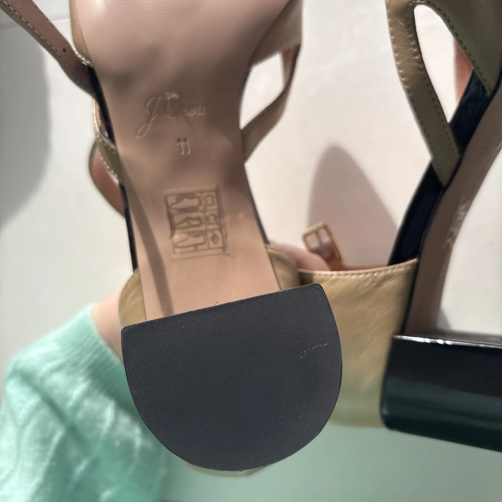 J Crew Millie Ankle Strap Cut Out Heels In Leather Sz 11 - Image 6