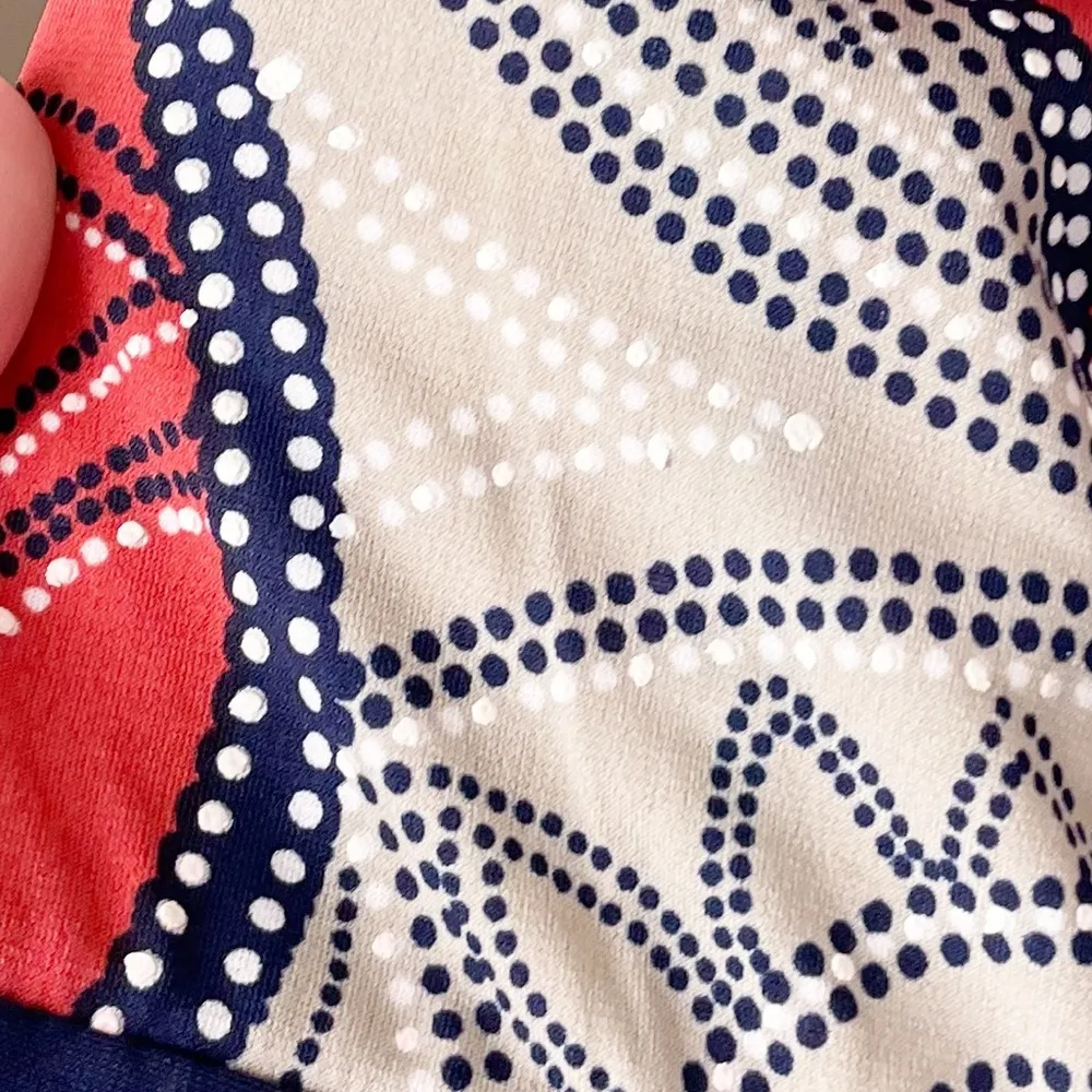 Sangria Women's Lace Up Neckline Puff Print Shift Dress Terra Cotta Blue Size 12 - Image 8