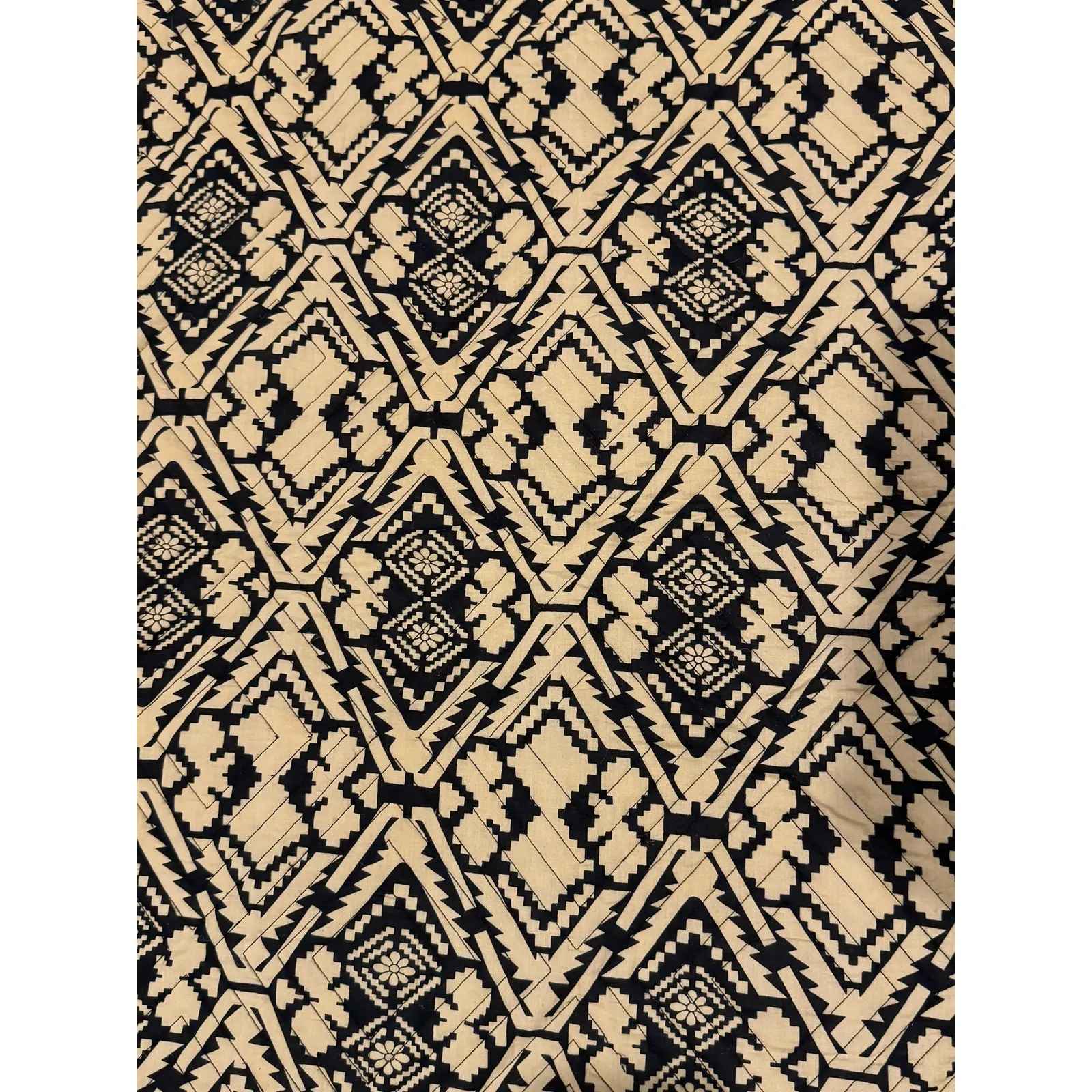 Anthropologie Simona Quilted Vest round neck navy & tan colorblock size medium - Image 8