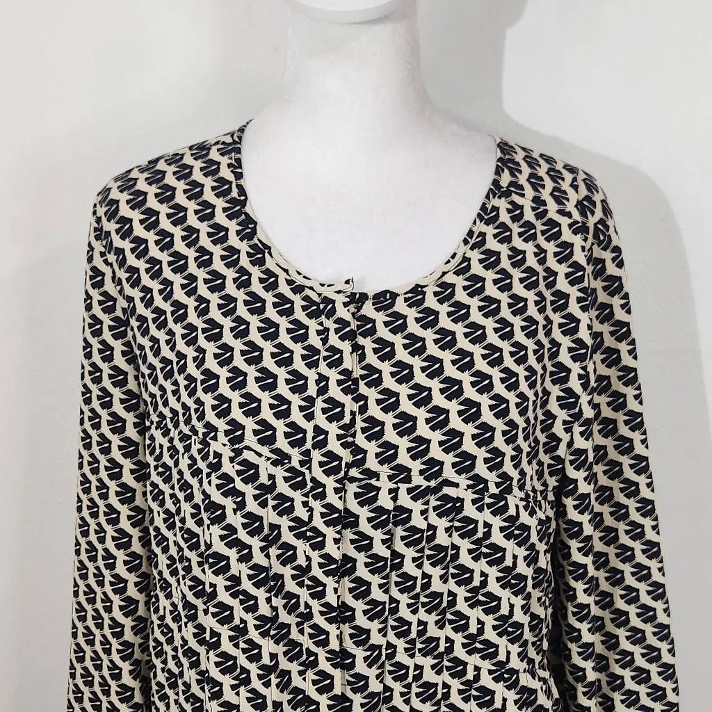 Maeve Black and Cream Print Tunic Graphic Print Dropwaist Tunic Size Medium - Image 3