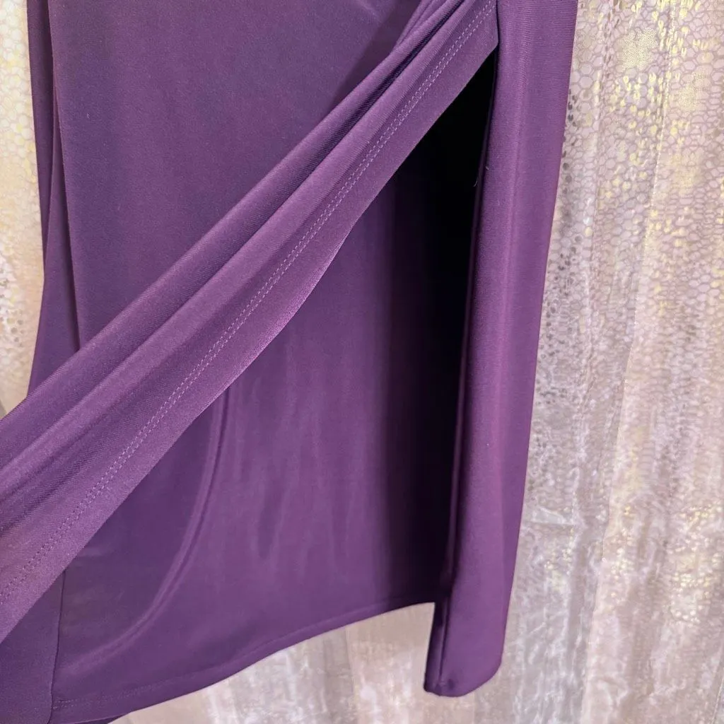Lauren Ralph Lauren Dark Eggplant Purple Ruched Bodycon Dress Size 6 - Image 6