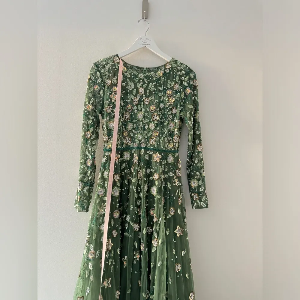 MAC DUGGAL NWT Green Embellished High Neck Long Sleeve A Line Gown 6 - Image 9