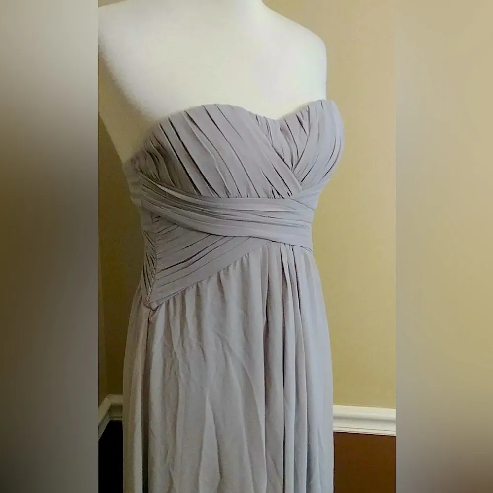 Gray Pleated Chiffon Strapless Maxi Formal Dress Gown Small from Modcloth - Image 2