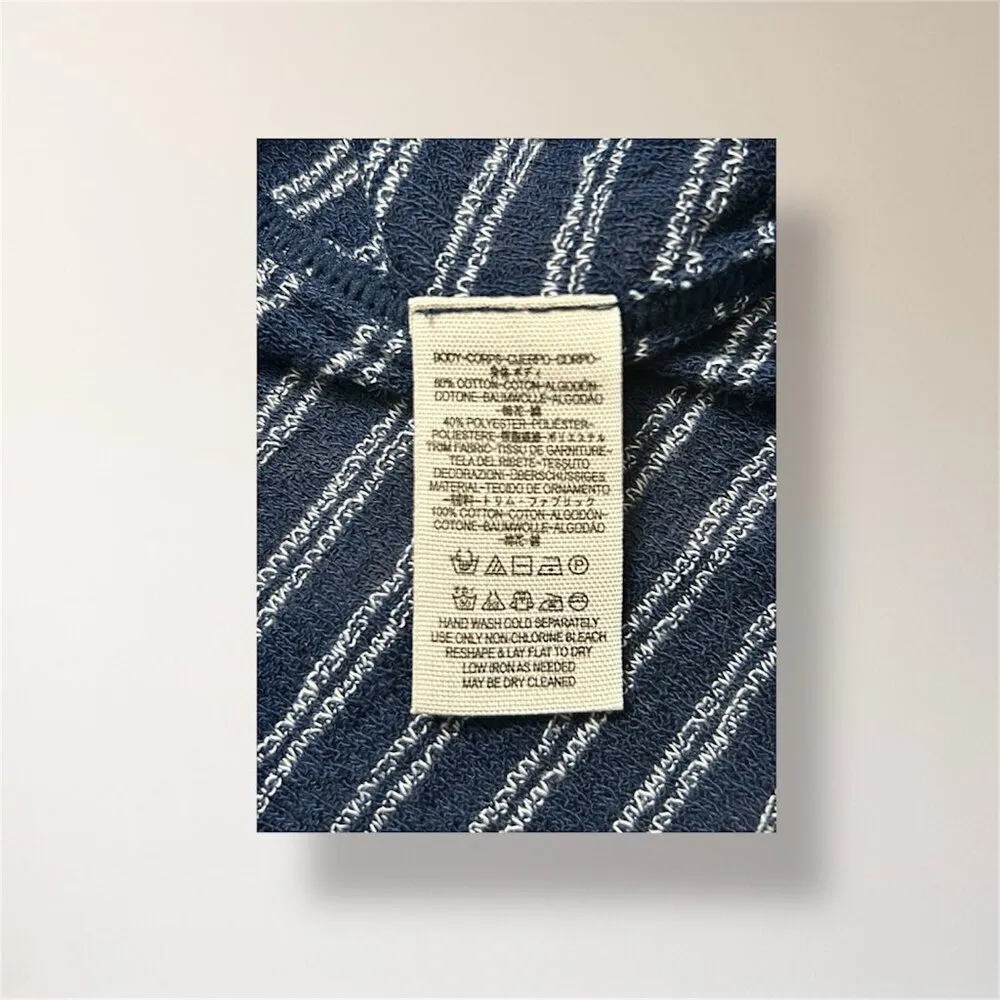 Free People Frida XS Blue Striped Embroidered Faux Wrap Tank Top Boho Festival - Image 7