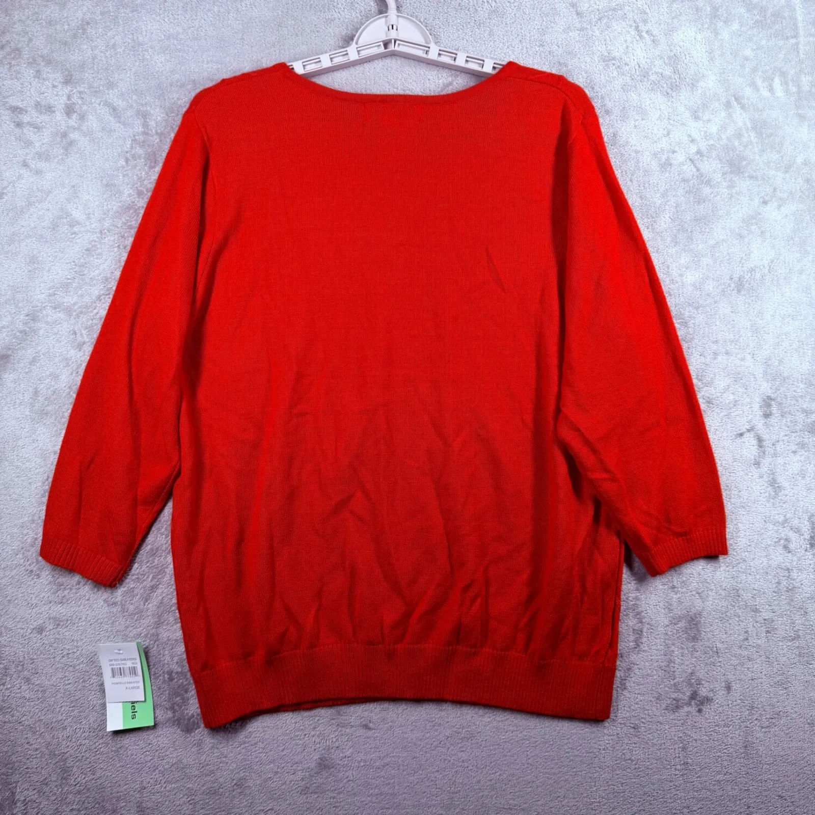 Cathy Daniels XL Red Studded Sparkle Quilted Sweater Holiday Christmas Glam - Image 3