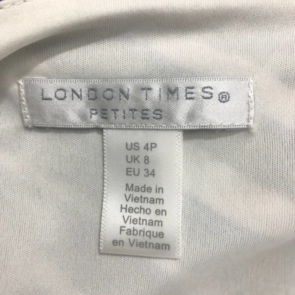 London Times Techno Stripe Jersey Sheath Dress In Open Blue Size 4P NWT - Image 7