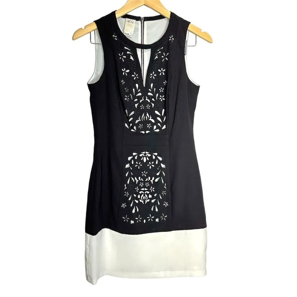 Ali Ro Lazer Cut Black and White Cocktail Party Sheath Dress Size 4 NEW - Image 2