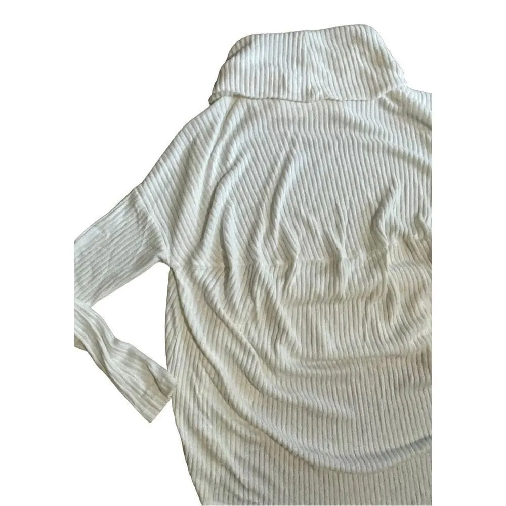 Anthropologie Saturday Sunday Ivory Brushed Ribbed cowl Neck Pullover Sweater wh - Image 9