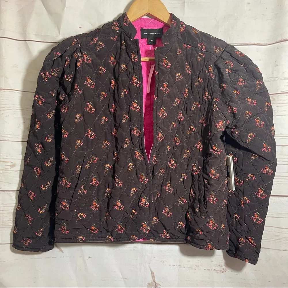 NWT Something Navy • Jacket • Quilted • XS • Pink • Brown - Image 4