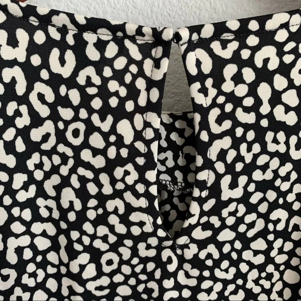 Ann Taylor Cheetah Pleaded Contrasting Fabric Long Sleeve Top Career Business S - Image 7