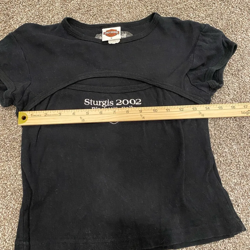 Harley Davidson Vintage Cutout Crop Baby Tee Shirt Womens 2002 Sturgis Holoubek - Image 6
