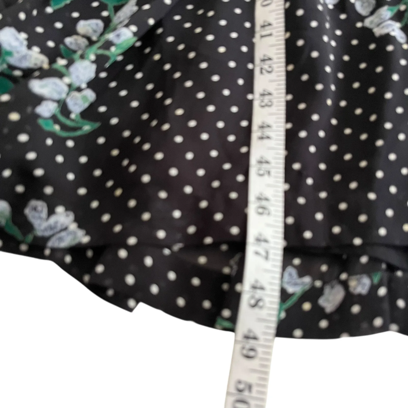 Ganni Rometty Georgette Black Floral Polka Dot Long Sleeve Midi Dress Size 38/6 - Image 9