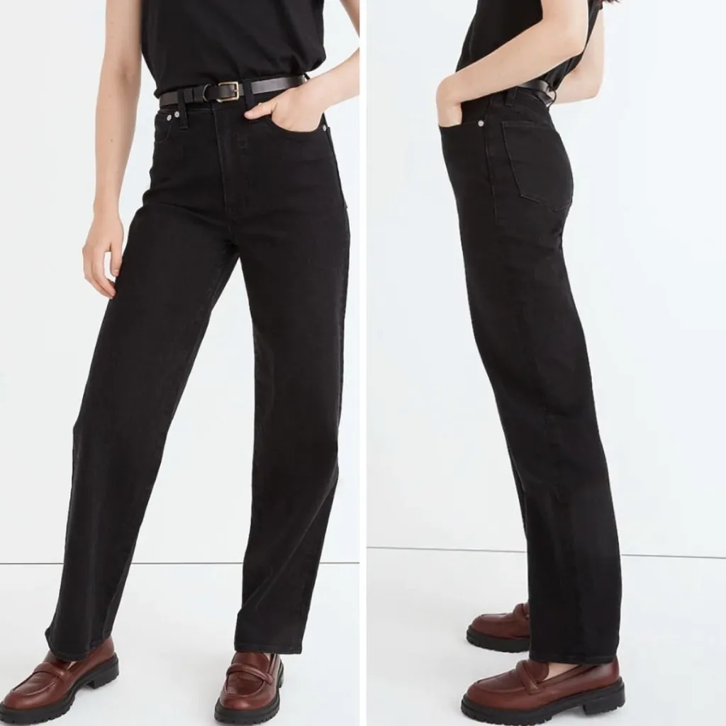 NWT Madewell The Petite Perfect Vintage Wide Leg Jeans Black Belmere Wash Sz 32P - Image 3