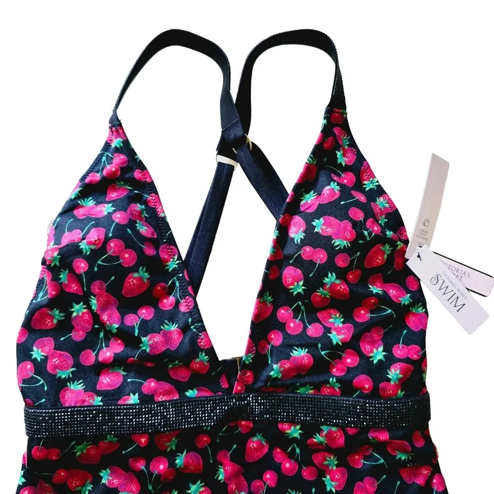 Victoria Secret One Piece Swimsuit Cherry Strawberry Plunge Lolita Size Women XS - Image 4