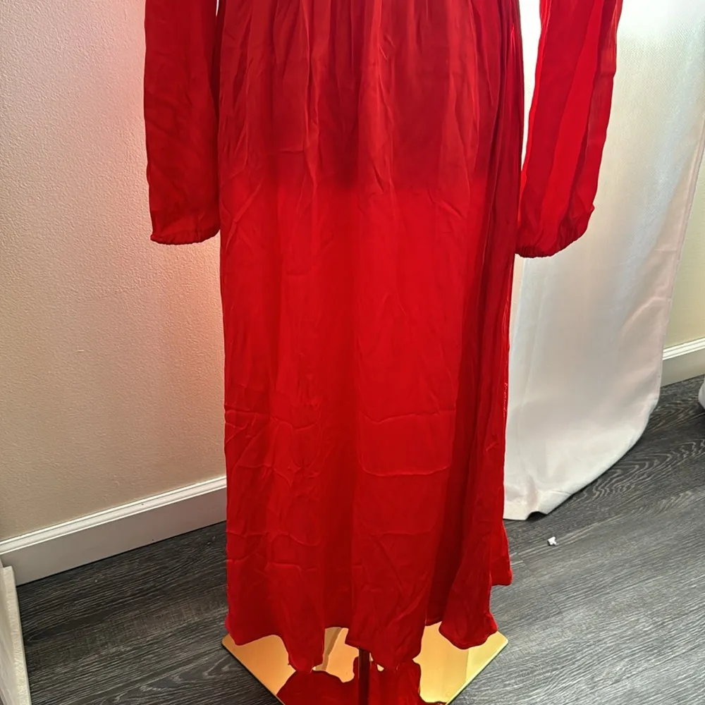 Farm Rio Long Sleeve Holes Orange Midi Dress Size XS, - Image 5