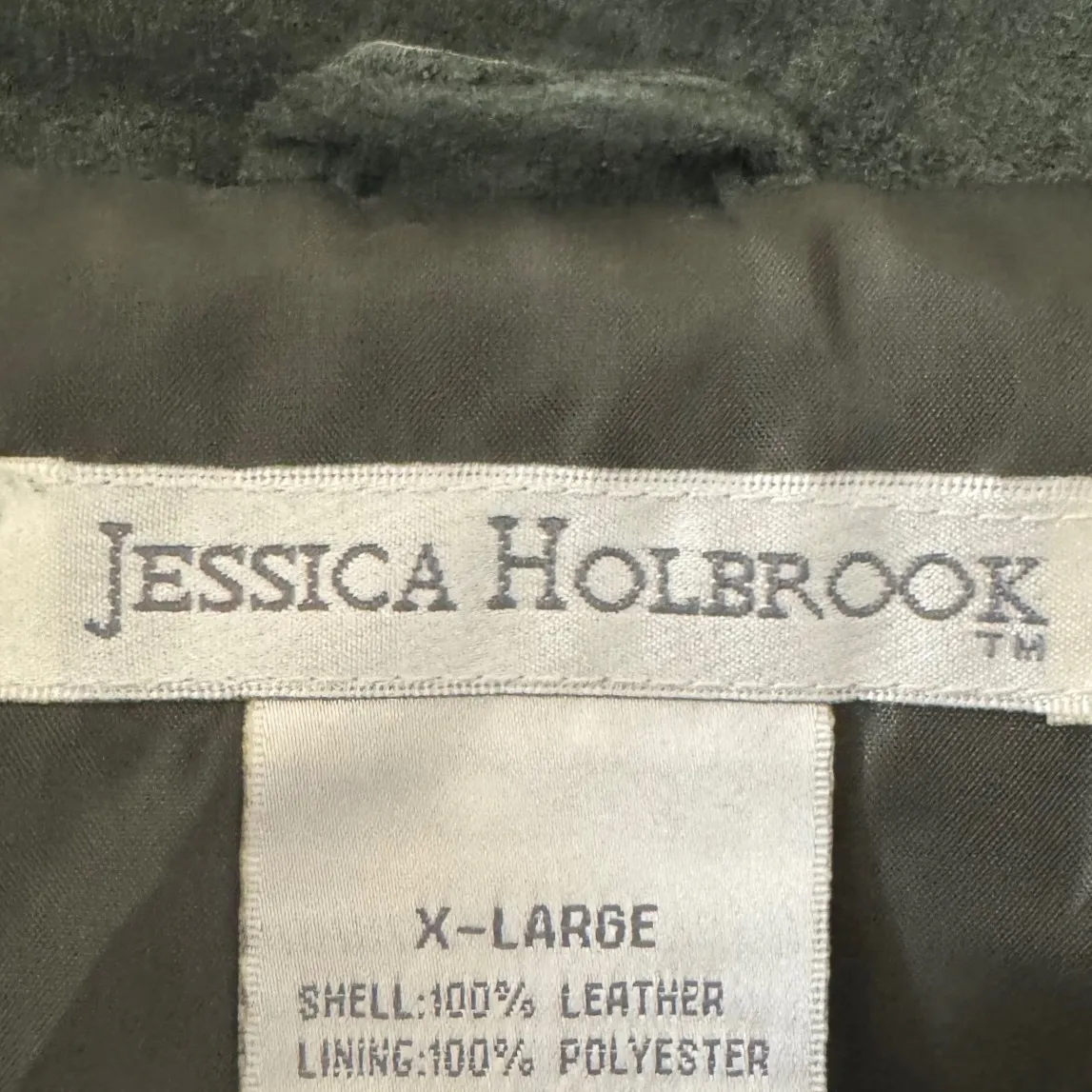 Vintage Jessica H sz XL 100% Leather Green Oversized Button Blazer Y2K 90s Women - Image 8