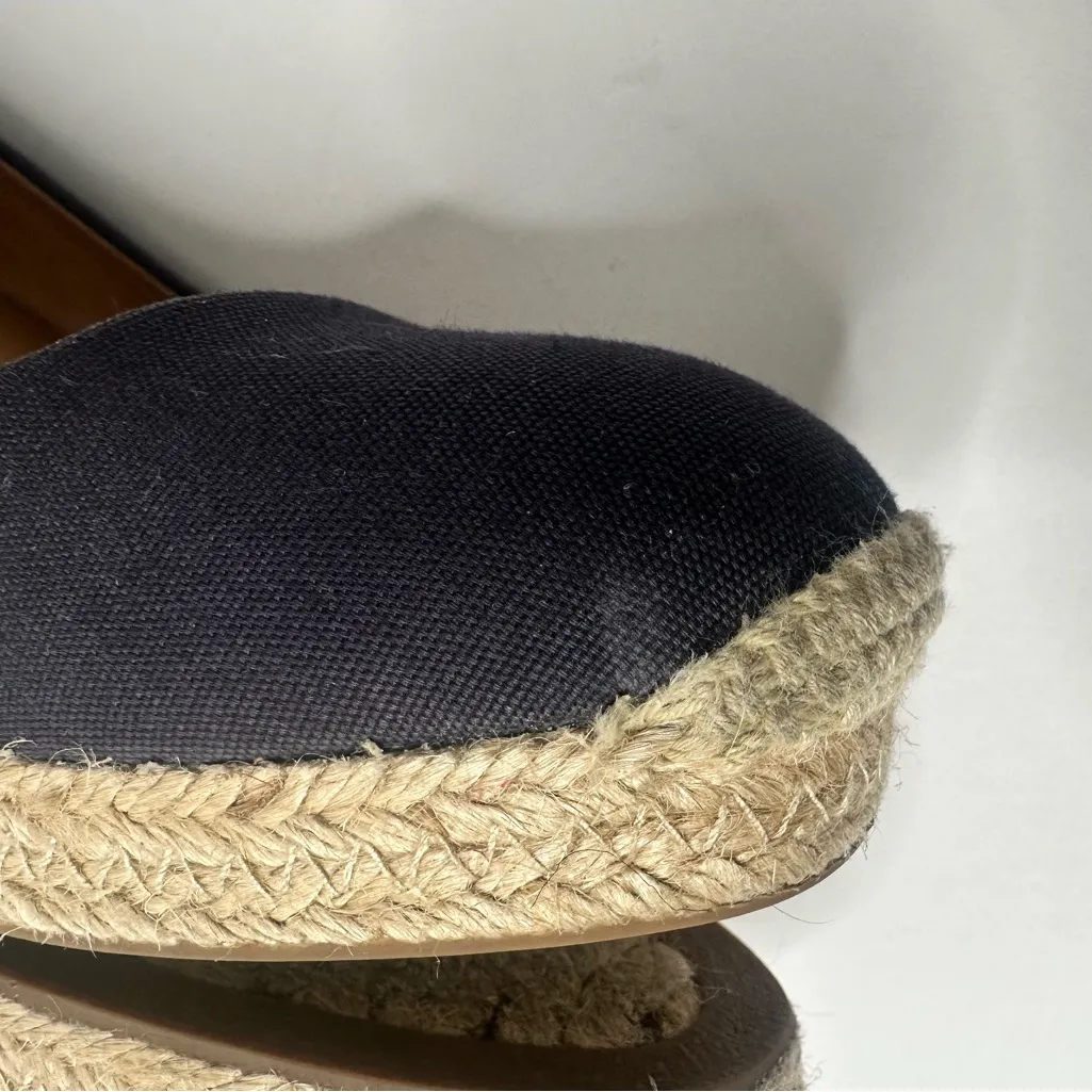 J Crew Shoes Womens 10 Seville Espadrille High Pump Blue Canvas‎ Wedge Casual - Image 4