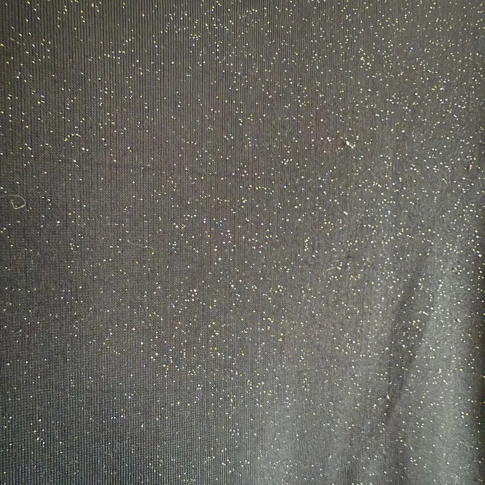 COSABELLA | Black Sparkly Cropped Long Sleeve Top Glitter Baby Tee | Medium - Image 3