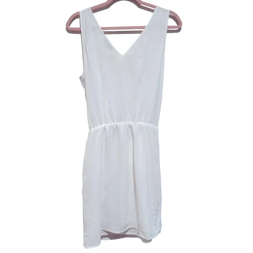 DREW COLBY FAUX WRAP TIE FRONT OFF WHITE VNECK TANK DRESS S - Image 3