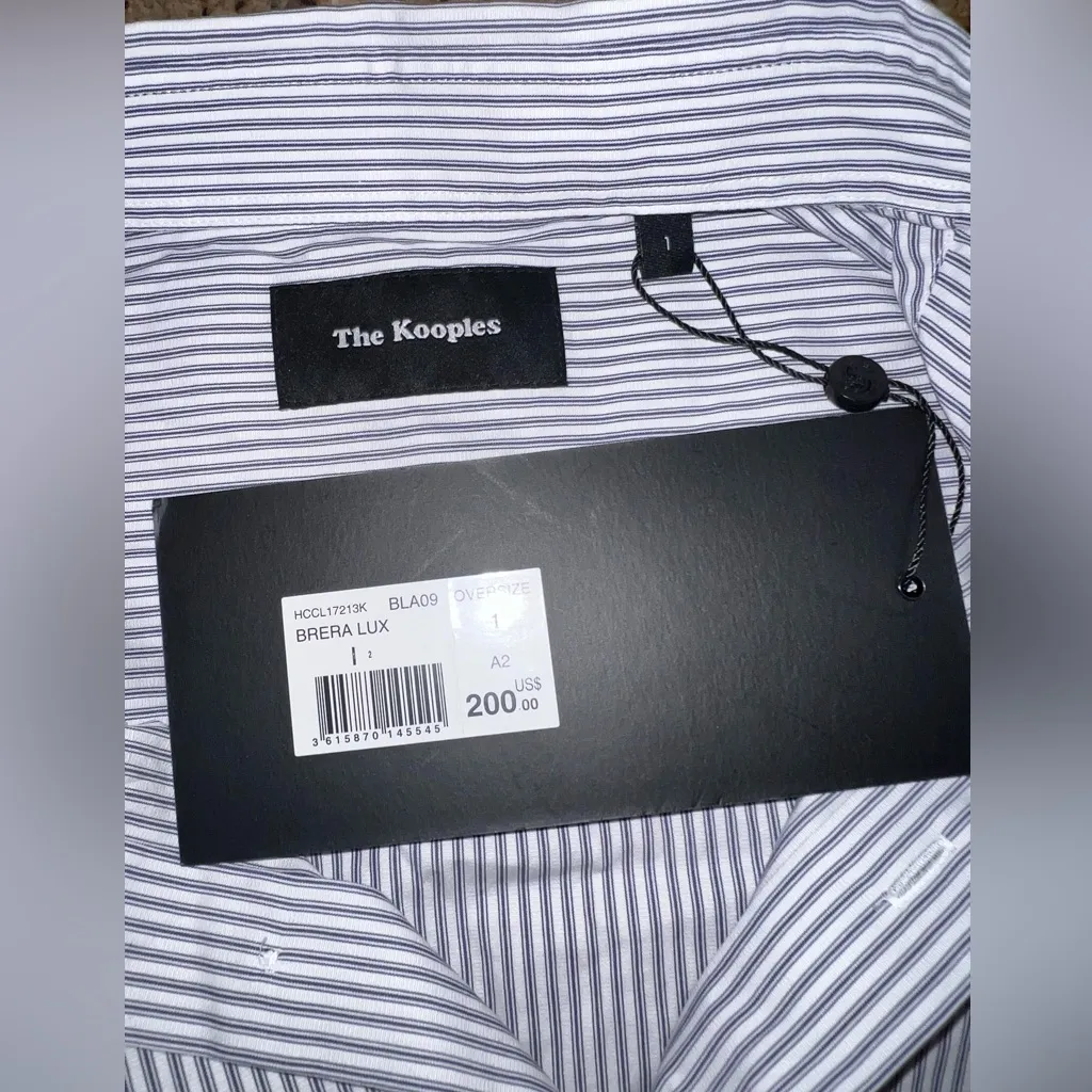 The Kooples Brera Lux Blue White Striped Oversized Button Down Shirt NWT Small - Image 7