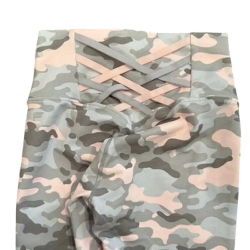 Fabletics Powerhold High Waisted 7/8 Leggings in Pink Camo, Size XXS - Image 6