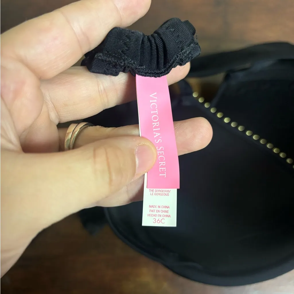 Victoria’s Secret Black Push-Up Bikini Top Strappy Back Size 36C - Image 3