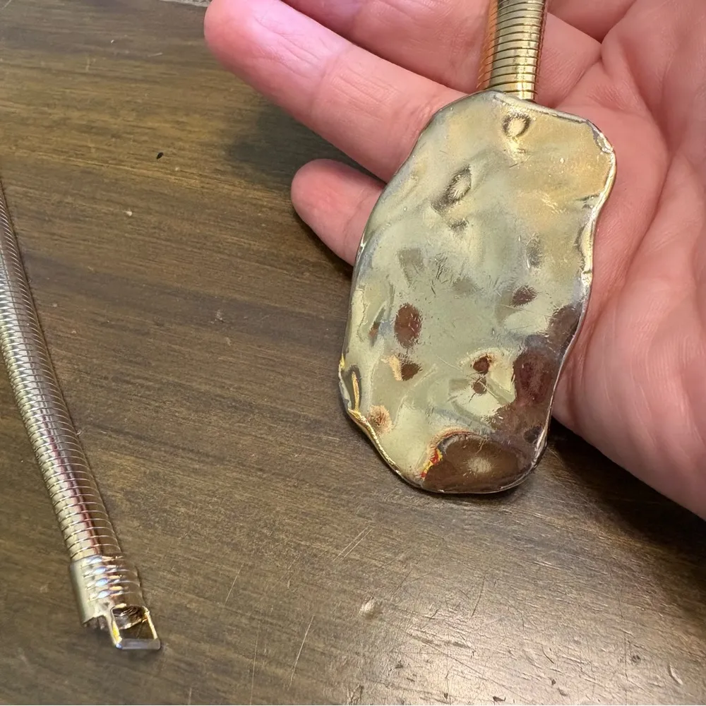 Accessocraft NYC Stretch Hammered Nugget Goldtone Stretch Vintage Minimalist Gold - Image 2