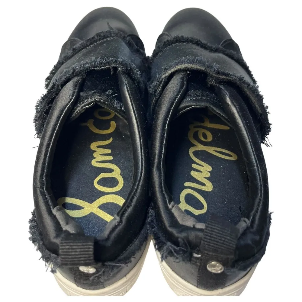 Sam Edleman Shoes Womens 6.5M Levine Satin Sneaker Fray Slip On Platform Black - Image 6