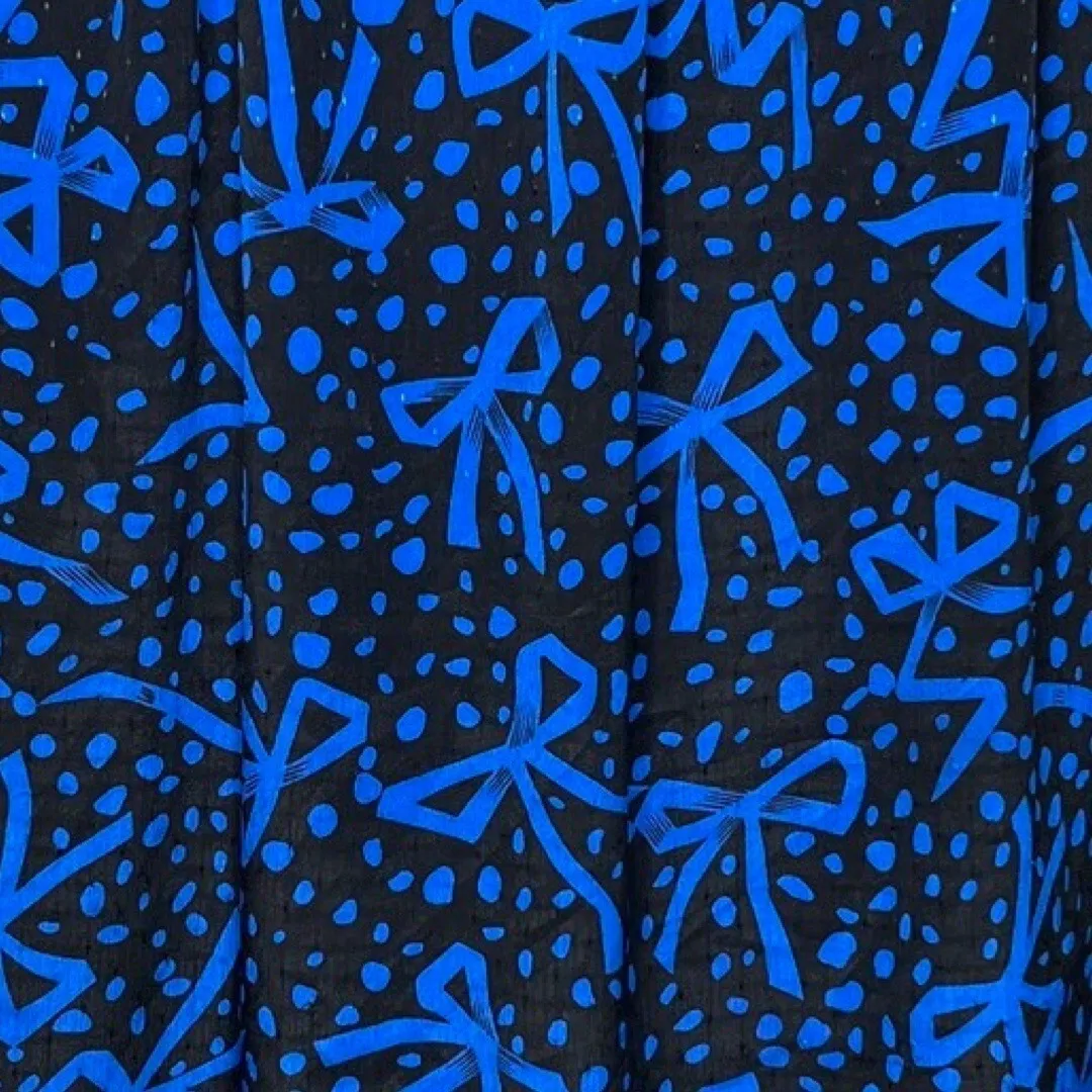 Vintage Midi Skirt 4 80s Blue Bow Polka Dot Made in USA‎ Retro Party High Waist - Image 5