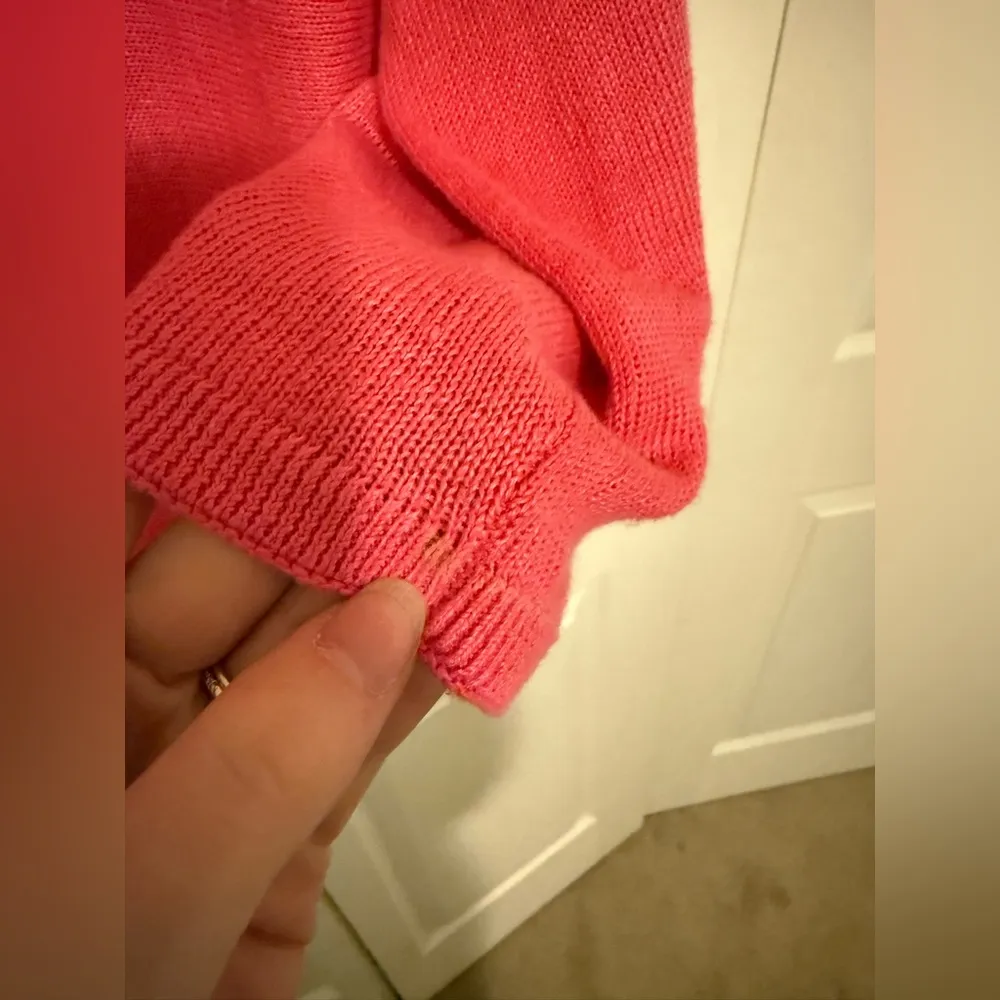 Eileen Fisher Pink Bateau Neck Organic Linen Sweater CHRLN Pink and Red Large - Image 7