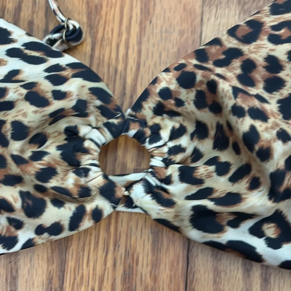 Andie Bikini Set Bonita Top 90s High Waisted Bottom Leopard Black M-DD NWT‎ - Image 7