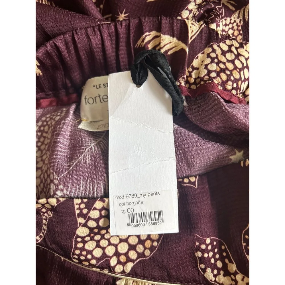 Forte Forte Printed Palazzo Pants Purple Cream Womens Size 00 XXS - Image 11
