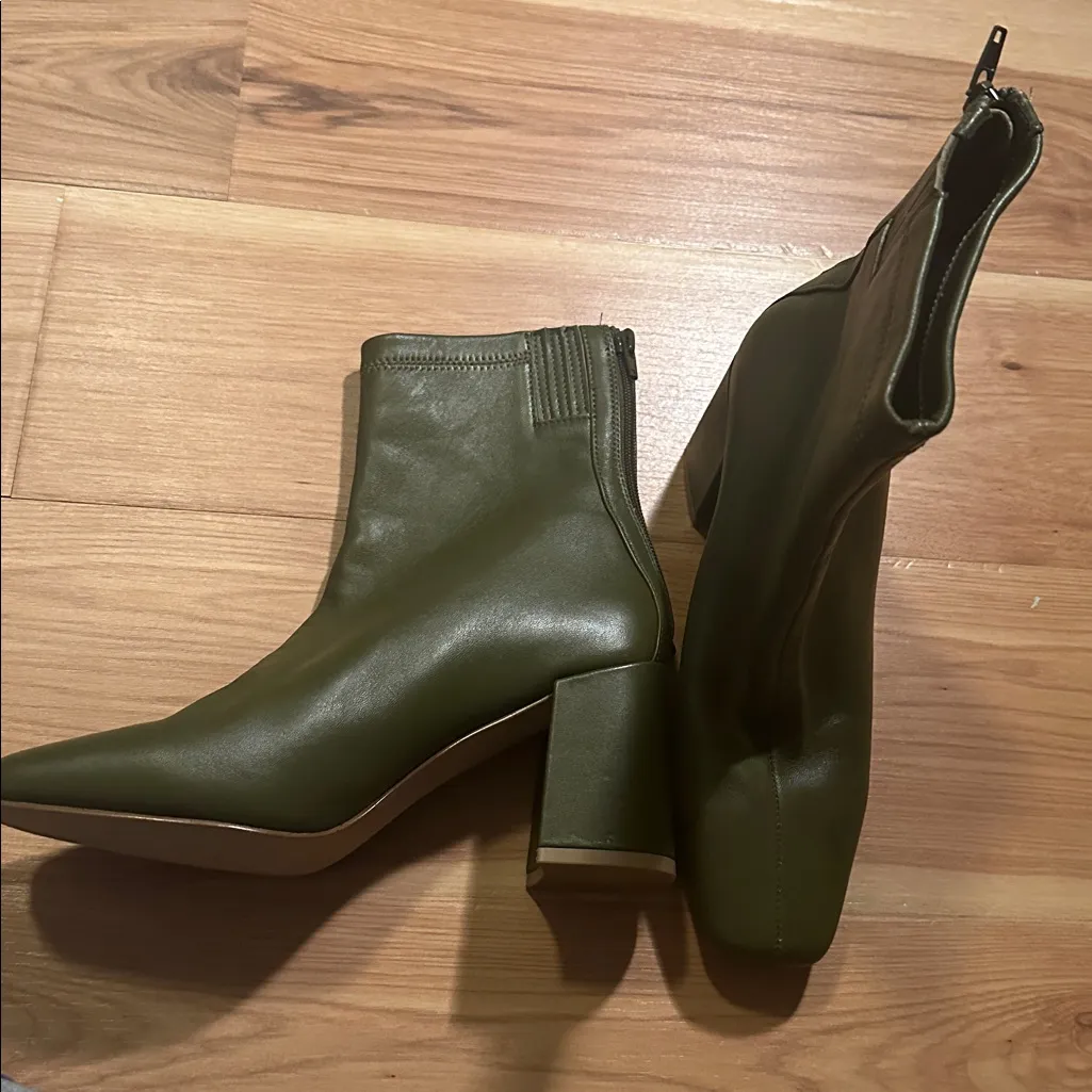 Aqua Olive Green Heeled Boots Sz8 - Image 5