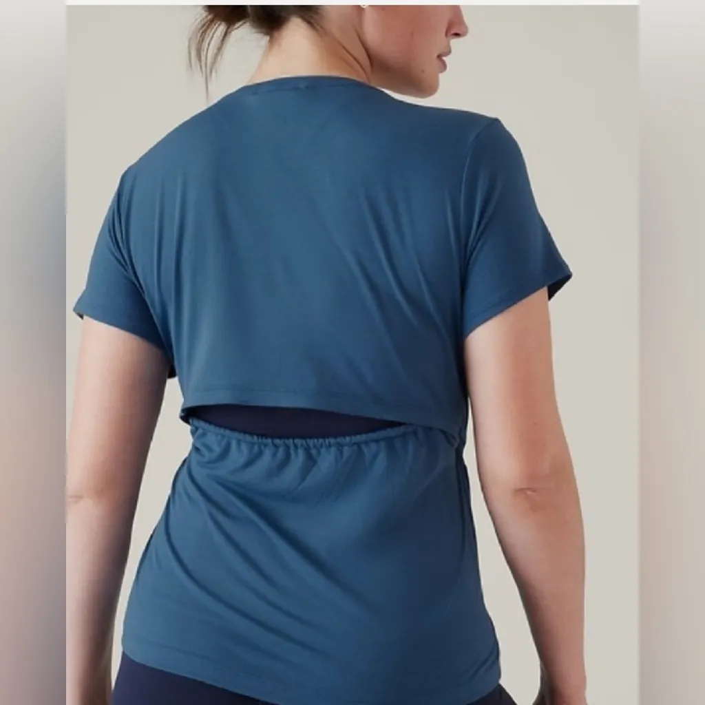 Athleta Air Out Cinch Tee top blue sz M - Image 2