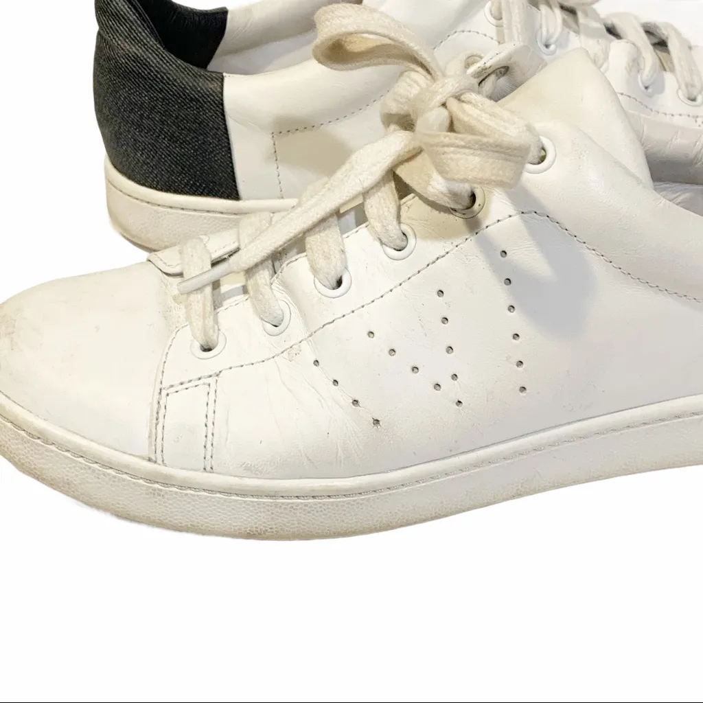 Vince Womens Size 7 White‎ Leather Varin Mixed Media Low Top Fashion Sneakers - Image 3