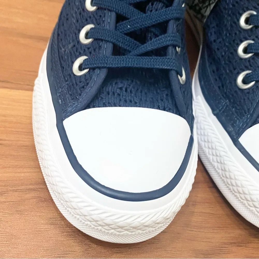 CONVERSE 552696C CTAS Lux Navy Blue Crochet Hidden Wedge Sneakers Size 8 - Image 13