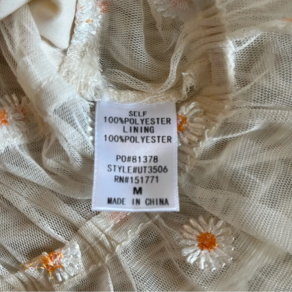 Floral White Sheer Milkmaid Women's Top - Image 6