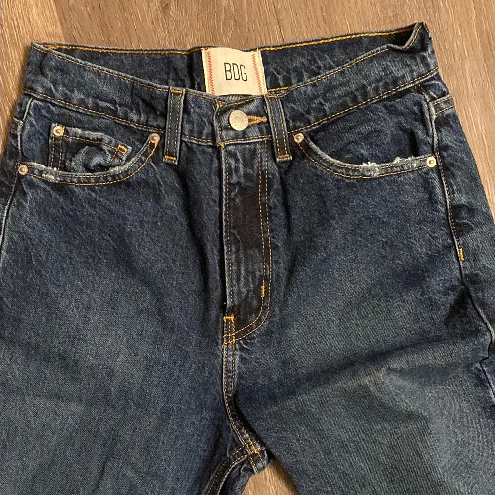 Urban Outfitters BDG High Waisted Dark Wash Distressed Cowboy Jeans Size 27 - Image 2