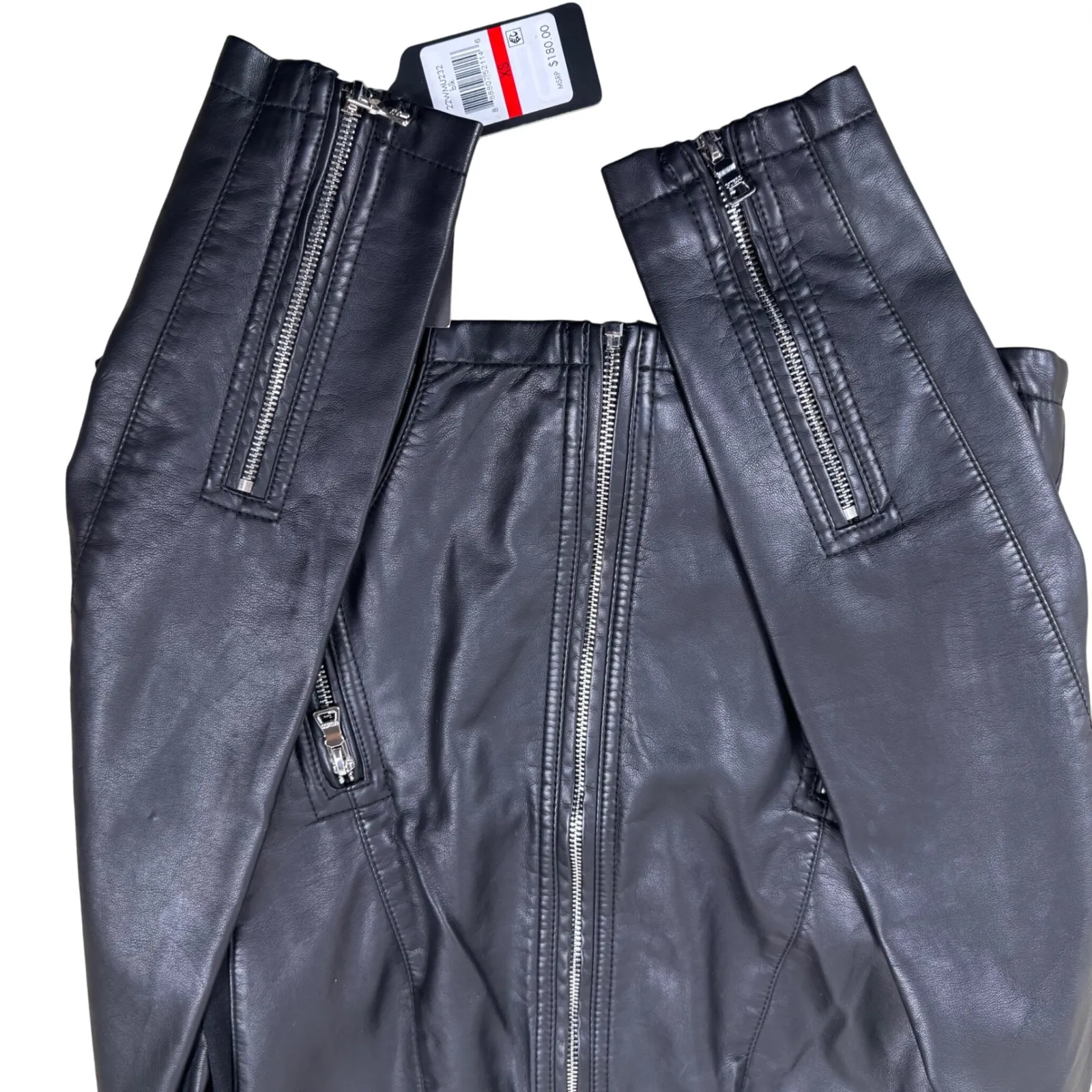 NWT GUESS Black Faux Leather Touch Moto Biker Women's Jacket Size XS - Image 15