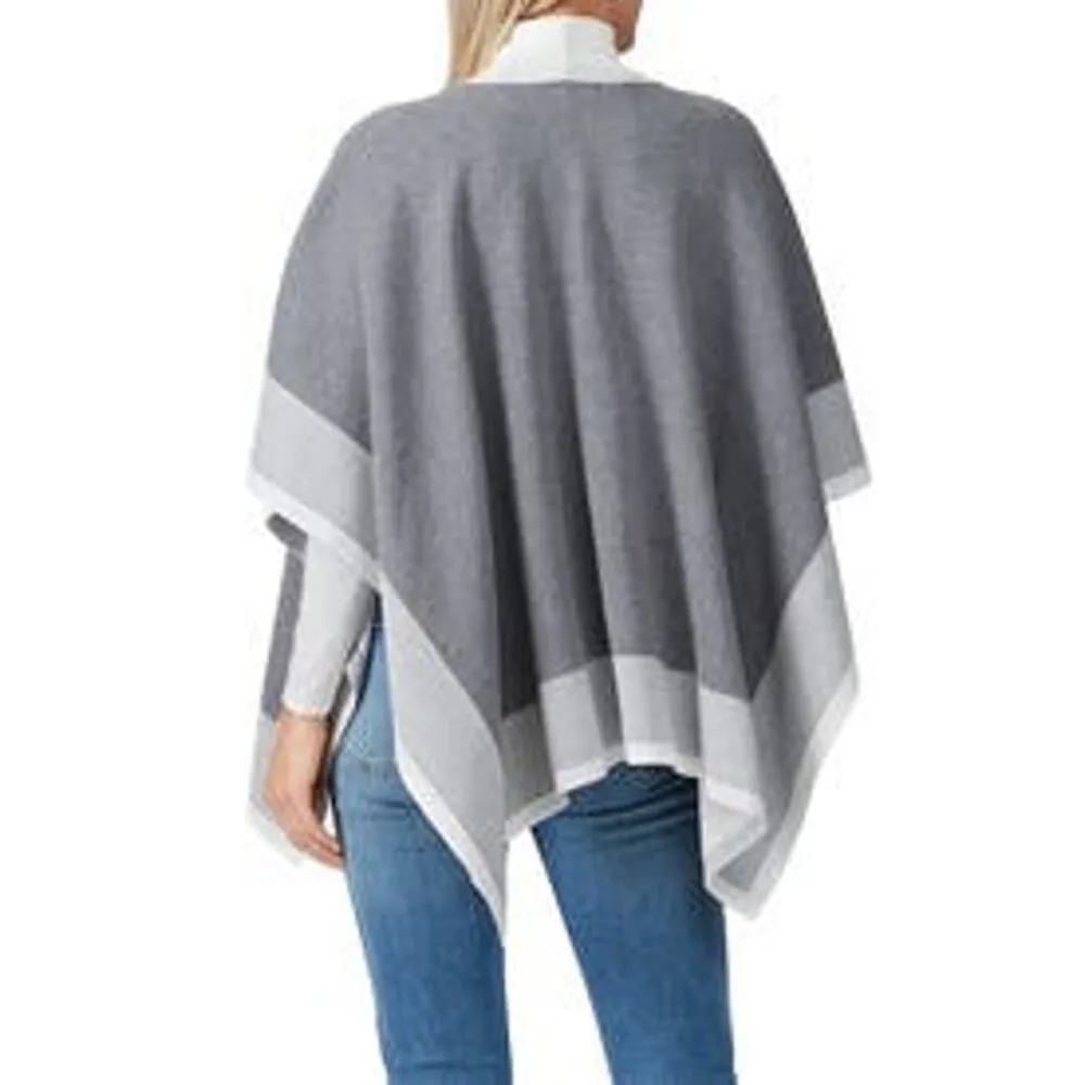 Rachel Roy Collection Gray Combo Colorblock Open Short Sleeve Shawl Size Large - Image 2
