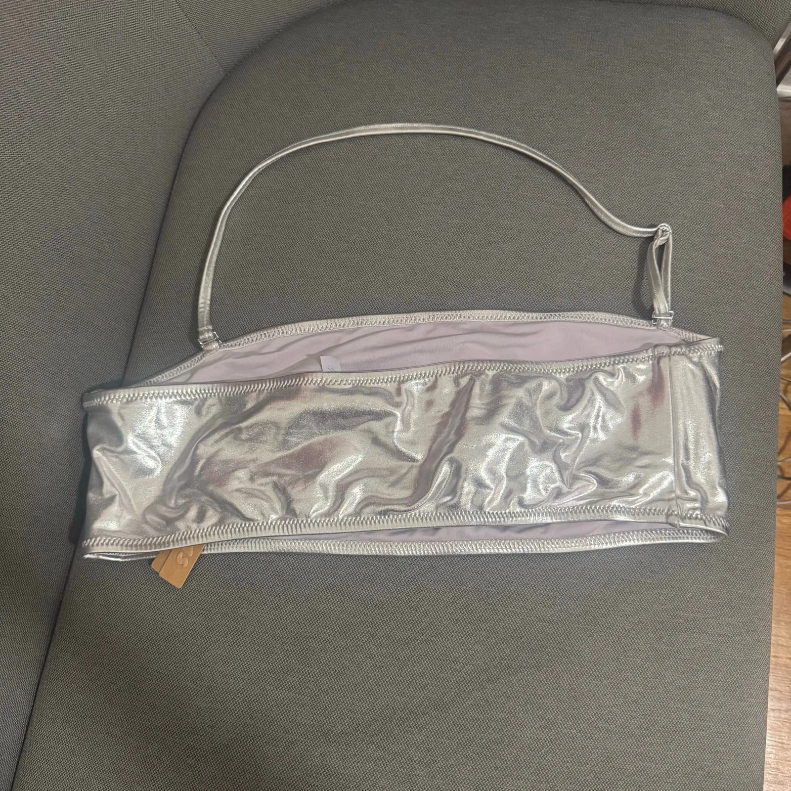 SKIMS Size 2X Nickel Silver Swim Bandeau Bikini Top Women’s SSW-BND-0025 NWT - Image 2