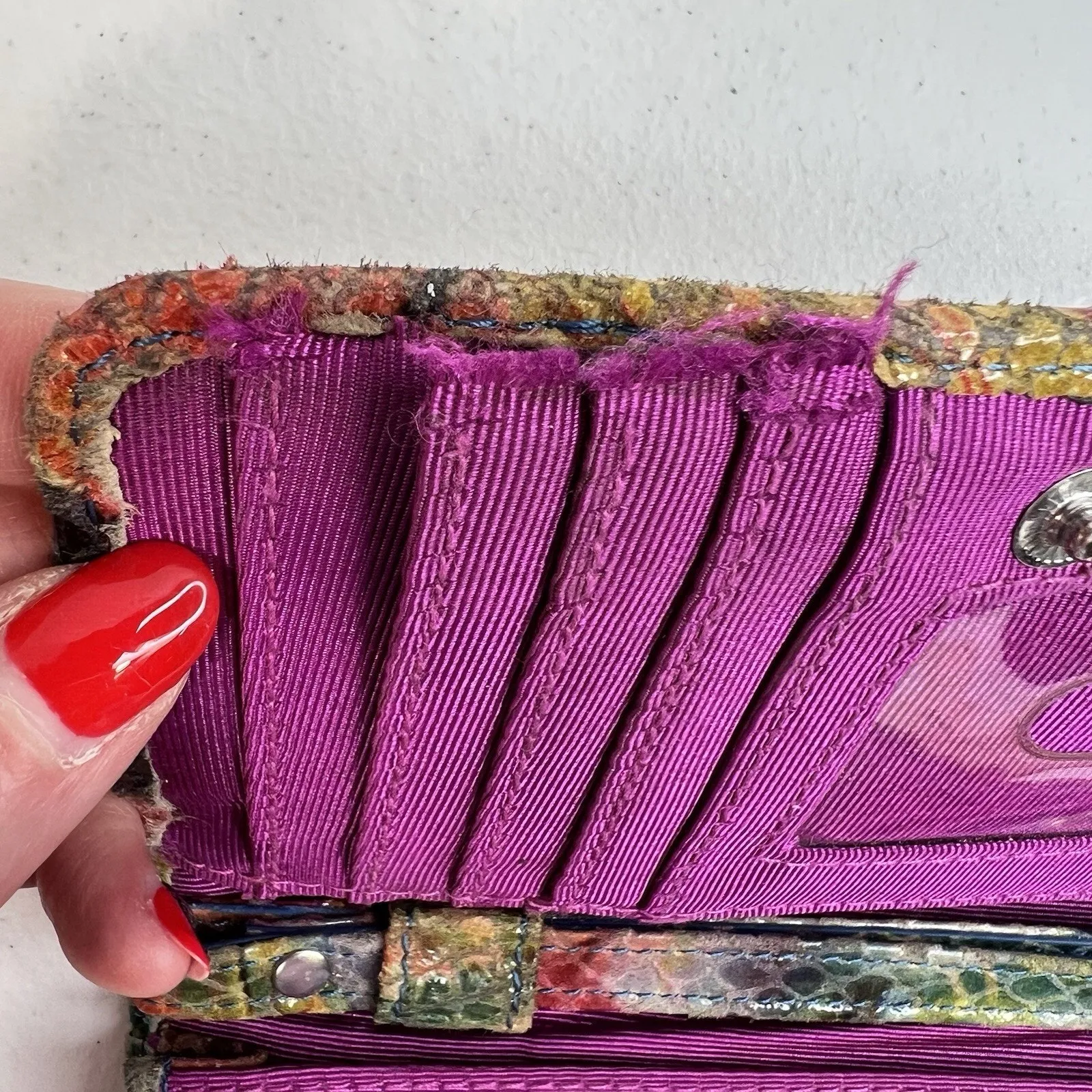 Hobo International Wristlet Key ID Holder Fold Over Snap Snakeskin Embossed - Image 10